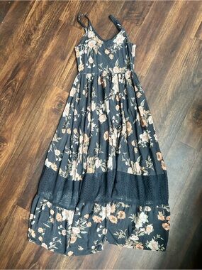 Floral Black Strapless Maxi Skirt with Lace Waistband Joyfolie Mia joy